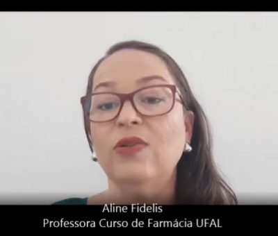 Pesquisadora do curso de Farmácia da Ufal, Aline Fidelis, em participação no projeto Ciseco Entrevistas